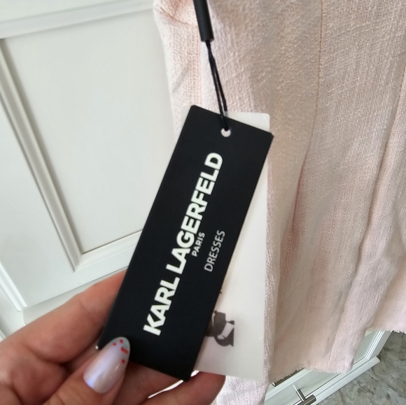 Karl Lagerfeld Paris Pink Tweed Sheath Dress Size 10 NWT - Picture 9 of 14